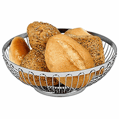Oval wicker bread basket  stainless steel , H=65, L=195, B=150mm  metal.