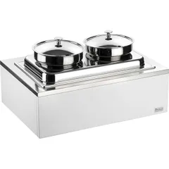 Мармит-супница (5л х 2шт) сталь нерж.,мдф 10л ,H=26,L=64,B=46см белый