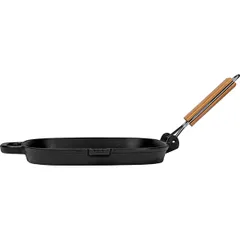 Сковорода-гриль «Эмбер Каст Мэтт» с матовым покрытием чугун,дерево ,H=27,L=250,B=250мм черный,древес, изображение 2