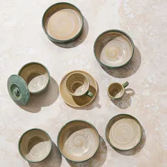 Салатник «Аврора Революшн Джейд» фарфор D=17,5см бежев.,зелен., изображение 4