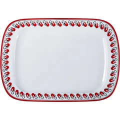 Тарелка «Мезень» Принц Лебеди прямоугольная фарфор ,H=27,L=240,B=153мм белый,красный