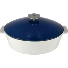 Baking pan with lid “Revolution” ceramics 3.6l D=28,H=13.5cm white,blue