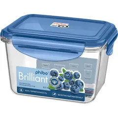 Container for products “Diamond” with a sealed lid  tritan  0.7 l , H=9, L=14, B=11 cm  transparent, blue