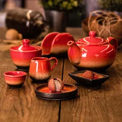 Тарелка «Агат» фарфор D=10,4см красный, изображение 4