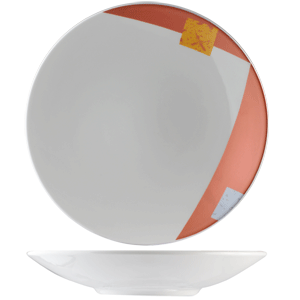 Салатник «Зен» фарфор 1,4л D=300,H=45мм белый,оранжев.