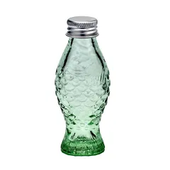 Bottle “Fish” glass 50ml ,H=11cm green, clear.