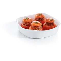 Блюдо квадратное глубокое жаропрочное стекло 1л ,H=45,L=200,B=200мм белый, изображение 4