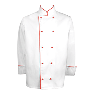 Куртка поварская с окант. 54разм. твил белый,красный