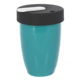 Кружка с двойной стенкой фарфор,силикон 250мл D=8,H=11см бирюз.,черный