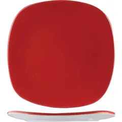 Plate “Firenza Red Quadro” square  porcelain ,H=27,L=230,B=230mm red,white