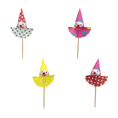 Decorations for cocktails “Clown” on skewers [144 pcs]  paper, wood , H=9cm  multi-colored.