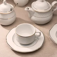 Чашка чайная «Афродита» фарфор 190мл D=80,H=55мм белый,золотой, изображение 3