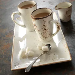 Блюдо «Крафт Вайт» прямоугольное фарфор ,H=24,L=270,B=168мм белый,коричнев., изображение 3