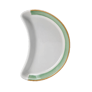 Блюдо «Рио Грин» полумесяц фарфор ,L=25,5см белый,зелен.