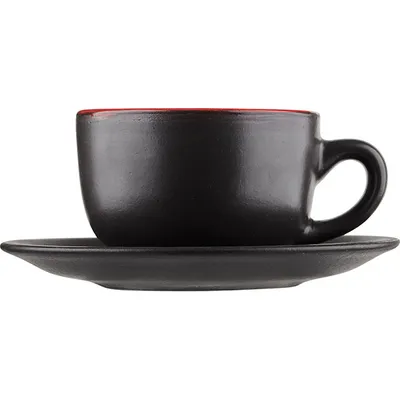 Чайная пара «Кармин» керамика 200мл D=15см красный,черный, изображение 2