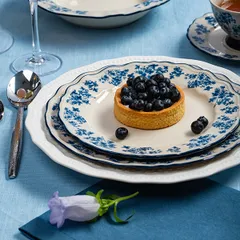 Тарелка «Фиори» фарфор D=23см слон.кость,синий, изображение 4