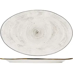 Dish “Pastoral” oval  porcelain ,H=25,L=405,B=255mm gray