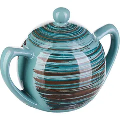 Сахарница «Скандинавия» с крышкой керамика 400мл D=10,H=13см голуб., изображение 2