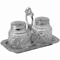 Набор для специй 2 предмета на подставке стекло,нерж. ,H=85,L=120,B=70мм прозр.,серебрян.