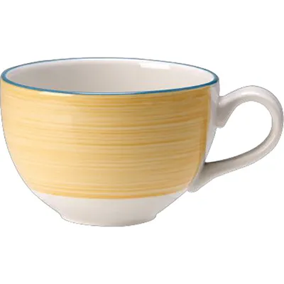 Чашка чайная «Рио Йеллоу» фарфор 228мл D=9,H=6см белый,желт., Цвет второй: Желтый, Объем по данным поставщика (мл): 228