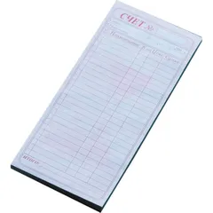 Бланк для счета «Официант» двухслойный[50шт] бум. самокоп. ,H=10,L=200,B=95мм разноцветн.