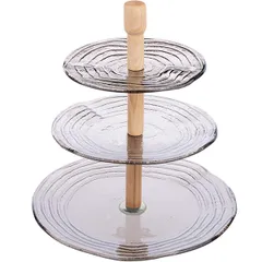 Этажерка «Вело» 3 яруса 32х25х20см стекло,дерево ,H=30см бронз.