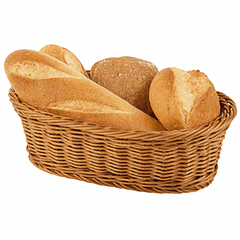 Oval wicker basket for bread  polyprop. , H=85, L=285, B=170mm  dark wood