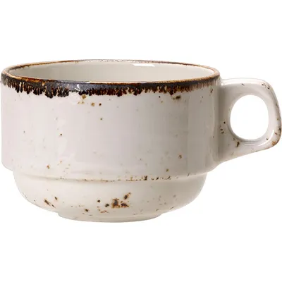 Чашка чайная «Крафт Вайт» фарфор 200мл D=8,H=6см белый,коричнев., Цвет: Белый, Объем по данным поставщика (мл): 200