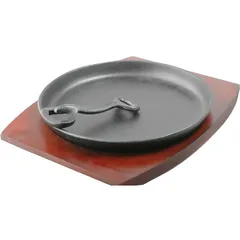 Frying pan for fajitas “Amber Cast Matt”  cast iron, wood  D=24, H=4cm  black, wood.