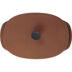 Блюдо для подачи «Карактэр» с крышкой с ручками керамика 1,3л ,H=90,L=260,B=185мм коричнев.,черный, изображение 3