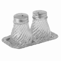 Набор для специй 2 предмета на подставке стекло,нерж. ,H=65,L=120,B=70мм прозр.,серебрян.