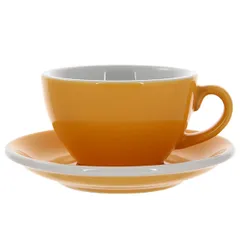 Кофейная пара «Эгг» фарфор 250мл D=95/145,H=55,L=115мм желт.