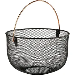 Basket for fruit and bread  metal  D=30, H=19 cm  black, copper