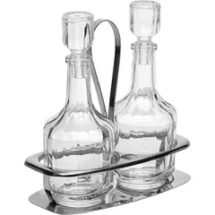 Oil/vinegar set  glass, stainless steel  D=155, H=170, L=155, B=80mm  transparent, metallic.