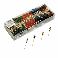 Украшения для коктейлей «Елочки для канапе»[1000шт] дерево,пластик бежев.,прозр.