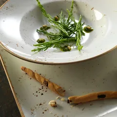 Тарелка для пасты «Крафт Вайт» фарфор 320мл D=27,H=5см белый,коричнев., изображение 4