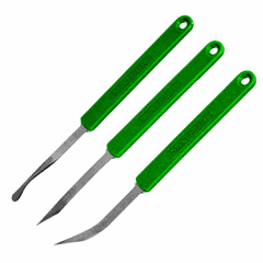 Set of pastry knives [2 pcs]  stainless steel, polyprop. , L=14.5 cm  green, metal.