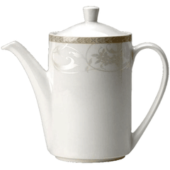 Coffee pot “Antoinette”  porcelain  0.852 l , H=21, L=22.5 cm  white, olive.