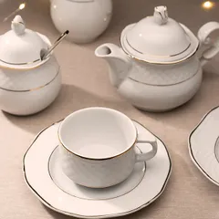 Чайник заварочный «Афродита» фарфор 400мл D=17,H=13см белый,золотой, изображение 4