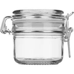 Round jar with lid  glass, metal  170 ml  D=6, H=7 cm  clear.