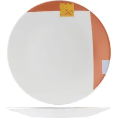 Plate “Zen Contour”  porcelain  D=305, H=30mm  white, orange.