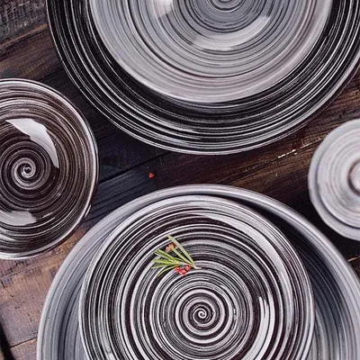 Салатник «Маренго» керамика 1л D=180,H=75мм серый,черный, изображение 3