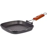 Сковорода-гриль алюмин.,дерево ,H=3,L=25/20,B=25см черный,коричнев.