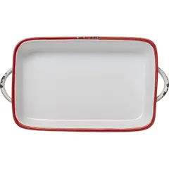 Форма для запекания с ручкой керамика ,H=35,L=220мм белый,красный, изображение 2