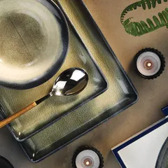 Тарелка «Нанокрем Дарк Блю» прямоугольная фарфор ,H=22,L=230,B=170мм тем.син.,зелен., изображение 2