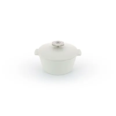 Кастрюля для сервировки с крышкой «Революшн» керамика 190мл ,H=12,5см белый
