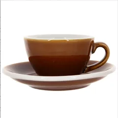 Кофейная пара «Эгг» фарфор 150мл D=90/145,H=50,L=110мм коричнев.