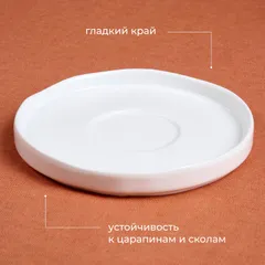Блюдце «Эггшелл» с бортом фарфор D=155/60,H=19мм белый, изображение 3