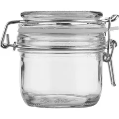 Round jar with lid  glass, silicone  250 ml  clear.