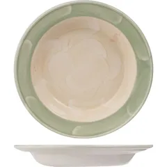 Тарелка глубокая «Феннель» фарфор 380мл D=215,H=30мм зелен.,бежев.